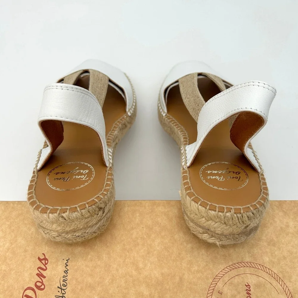 Leather Espadrille Sandals Toni Pons Etna Womens Size 9 White Hand Stitched‎ NEW